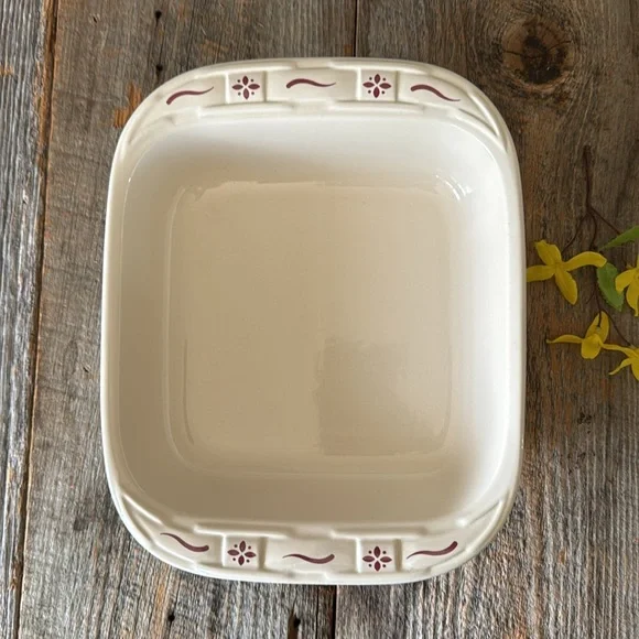 LONGABERGER 11inch Rectangular Baking Dish Woven Traditions Red - Picture 3 of 7